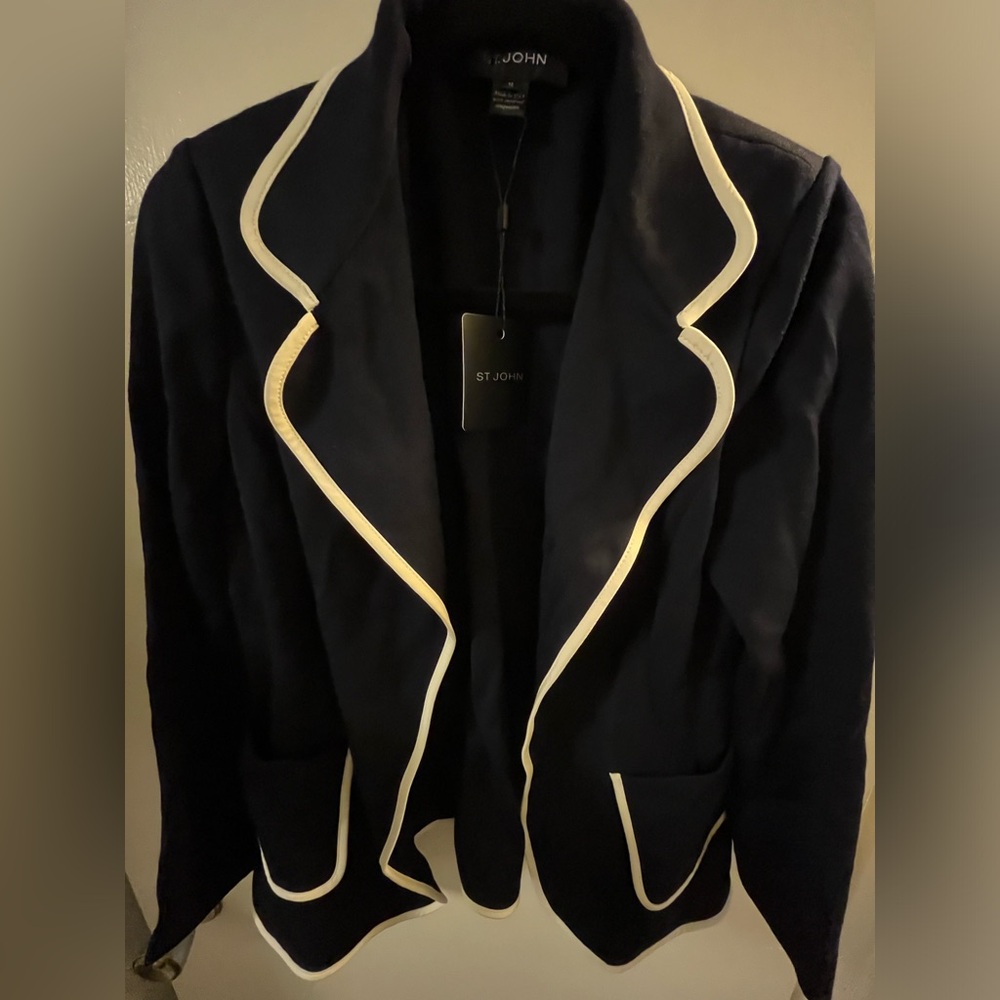 ST JOHN Knit Navy Blazer NWT